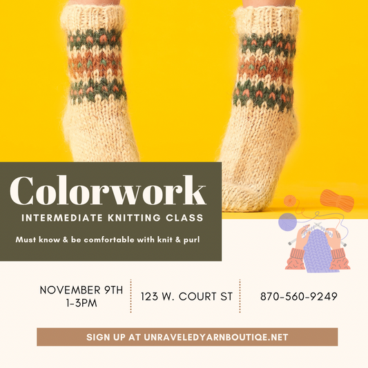 Knit Colorwork Class Nov 9th 1-3pm